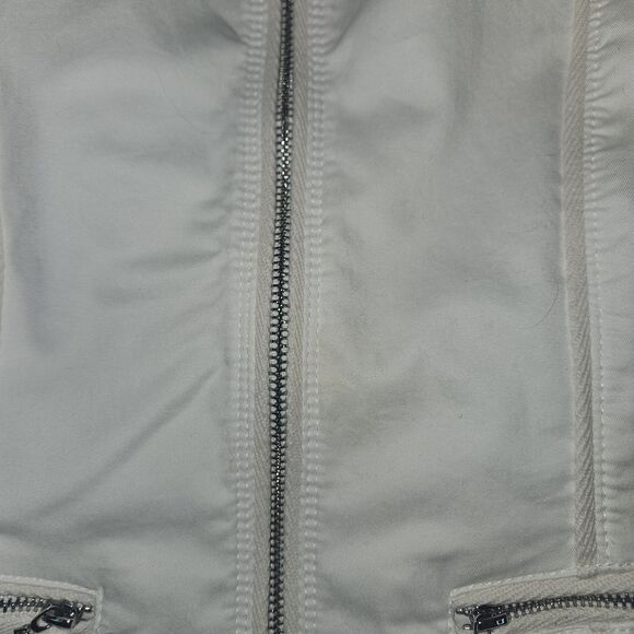 Y2k White Lace Detail Moto Jacket Zip Womens White House Black Market Size 12 - Picture 9 of 13